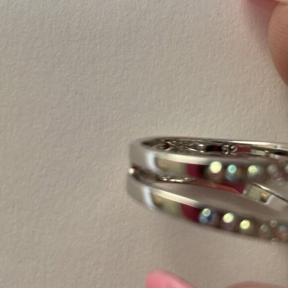 SWAROVSKI ring Round Flower Statement Cocktail size 52 Size 6 Silver No Box - Picture 5 of 9